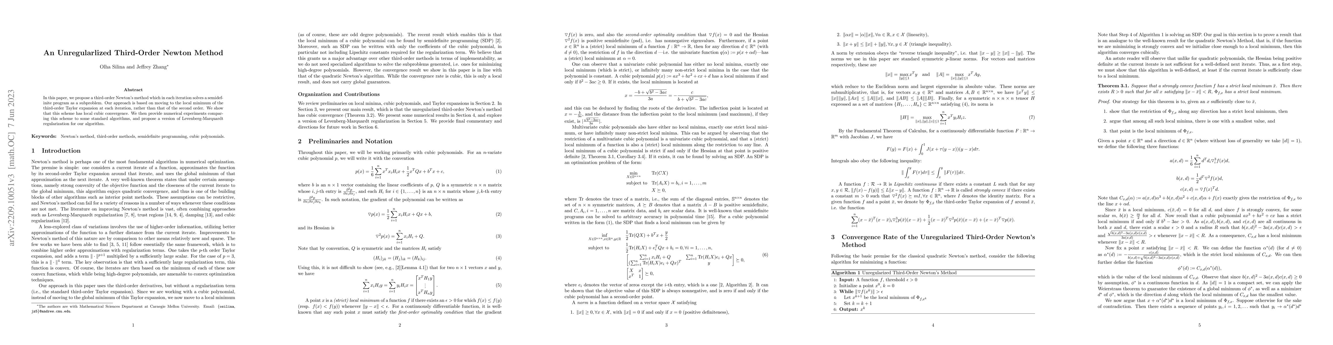 Thumbnail for An Unregularized Third Order Newton Method