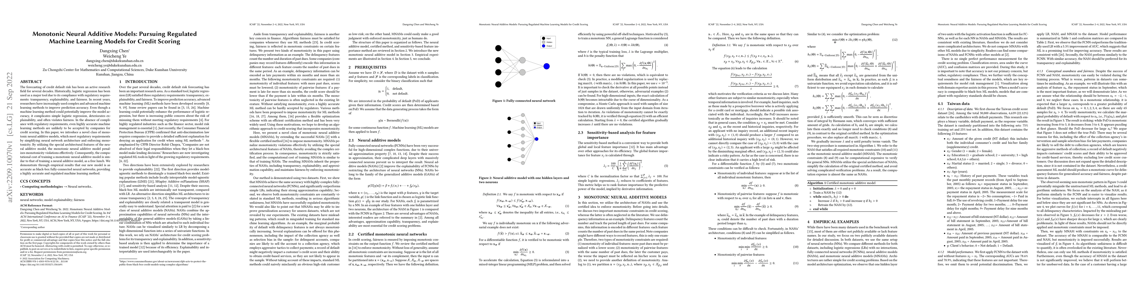 Thumbnail for Monotonic Neural Additive Models: Pursuing Regulated Machine Learning
  Models for Credit Scoring