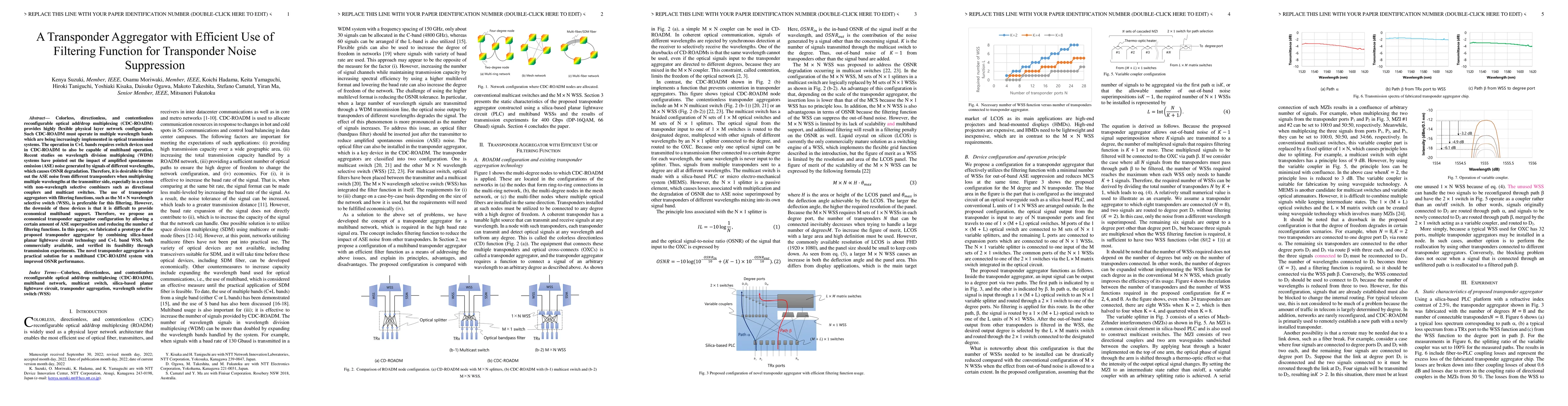 Thumbnail for A Transponder Aggregator with Efficient Use of Filtering Function for
  Transponder Noise Suppression
