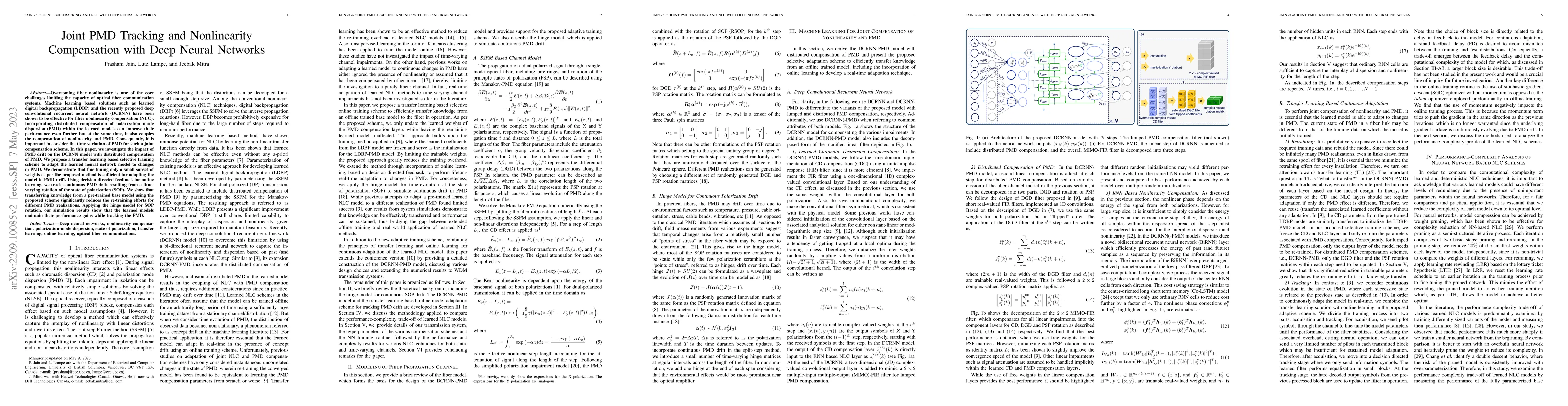 Thumbnail for Joint PMD Tracking and Nonlinearity Compensation with Deep Neural
  Networks