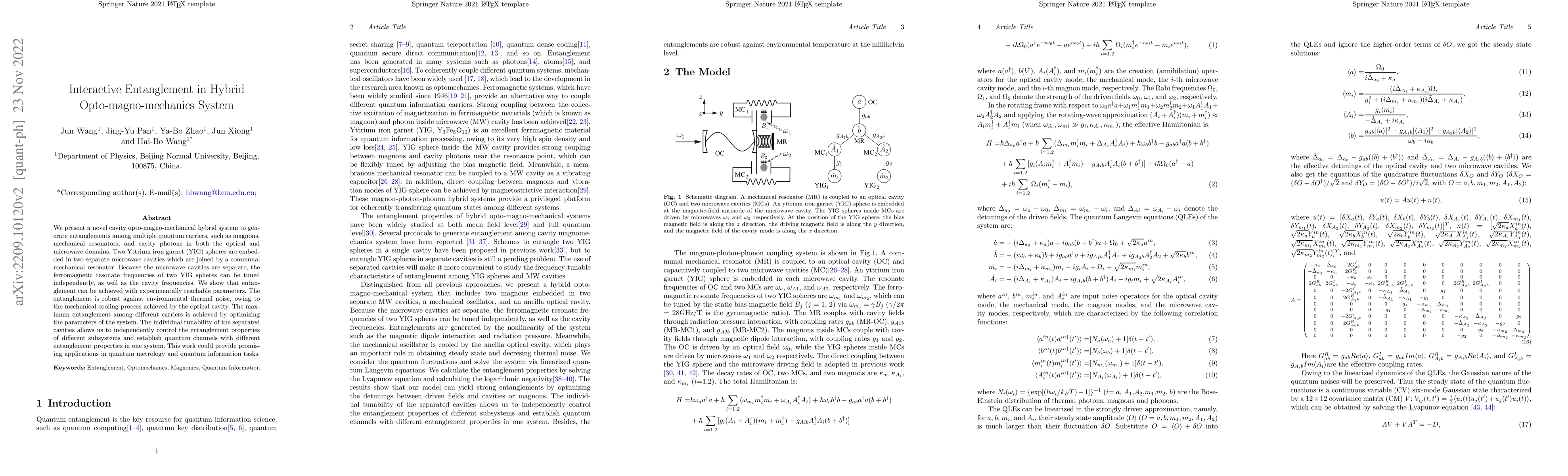 Thumbnail for Interactive Entanglement in Hybrid Opto-magno-mechanics System