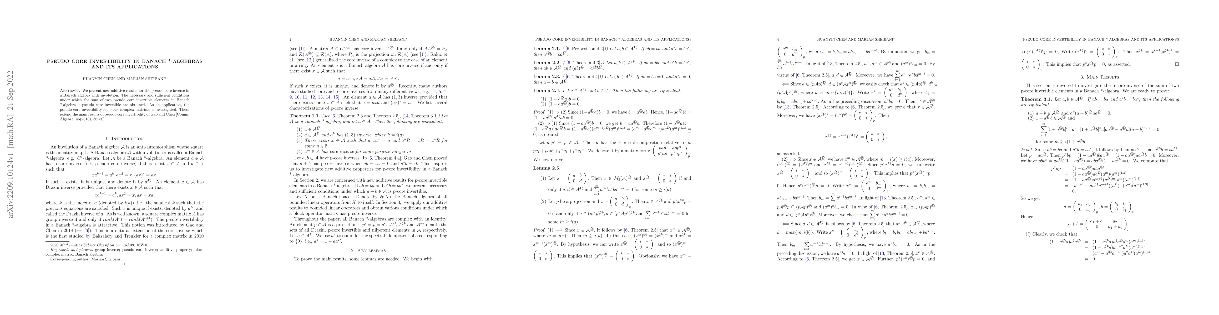 Thumbnail for Pseudo core invertibility in Banach *-algebras and its applications