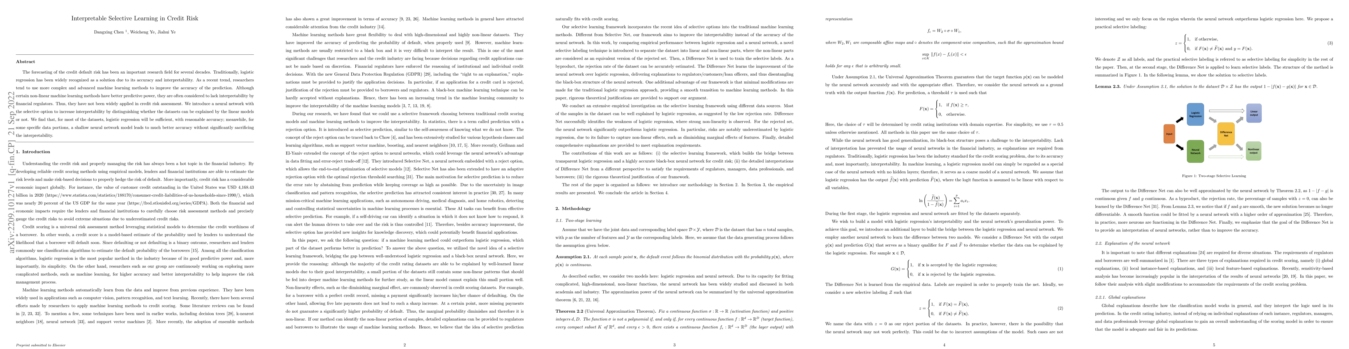 Thumbnail for Interpretable Selective Learning in Credit Risk