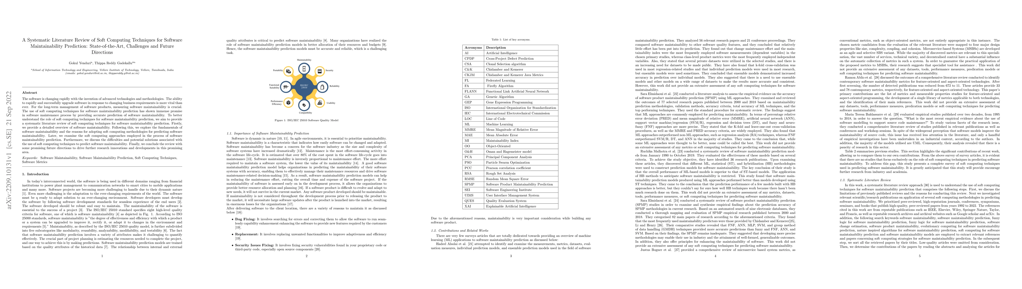 Thumbnail for A Systematic Literature Review of Soft Computing Techniques for Software
  Maintainability Prediction: State-of-the-Art, Challenges and Future
  Directions