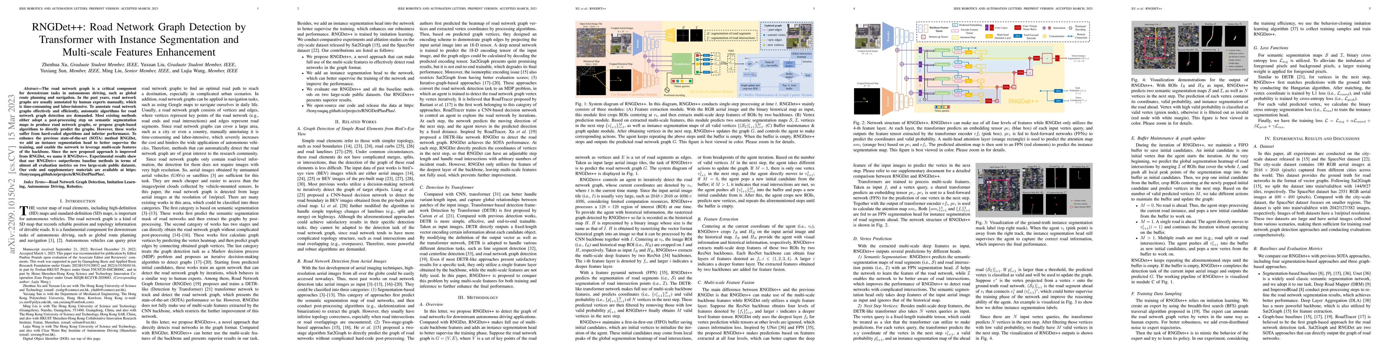 Thumbnail for RNGDet++: Road Network Graph Detection by Transformer with Instance
  Segmentation and Multi-scale Features Enhancement