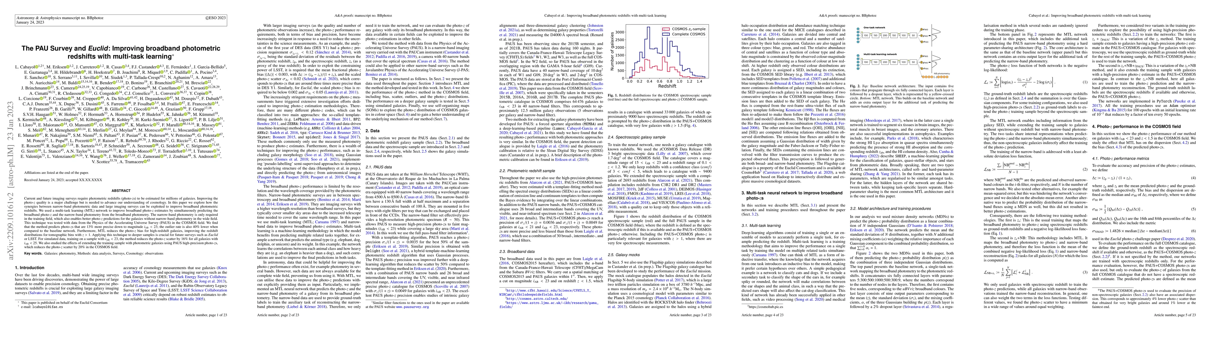 Thumbnail for The PAU Survey & Euclid: Improving broad-band photometric redshifts with
  multi-task learning