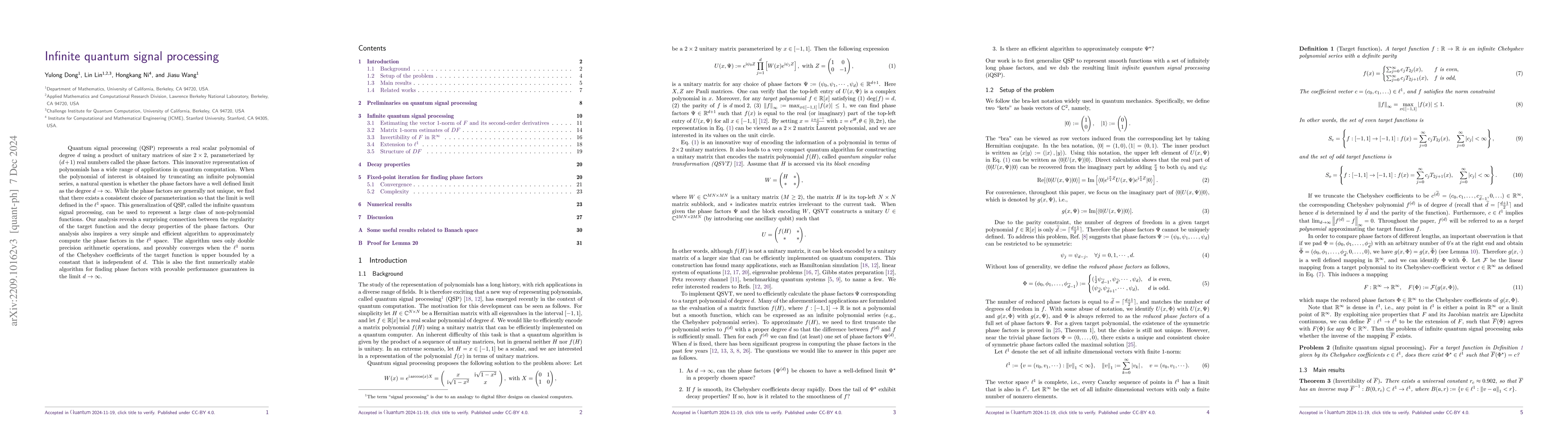 Thumbnail for Infinite quantum signal processing