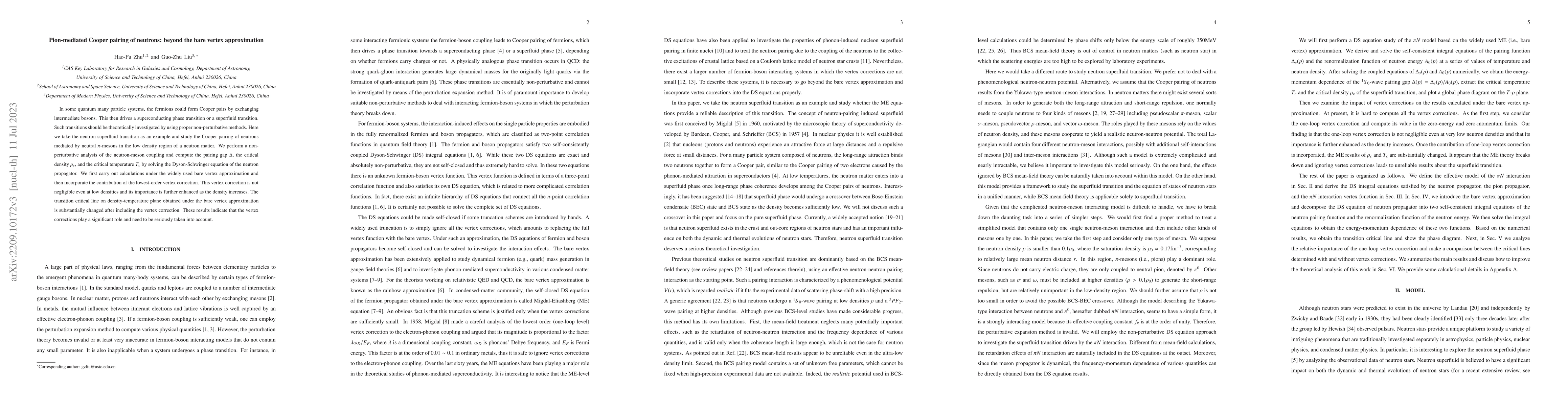 Thumbnail for Pion-mediated Cooper pairing of neutrons: beyond the bare vertex
  approximation