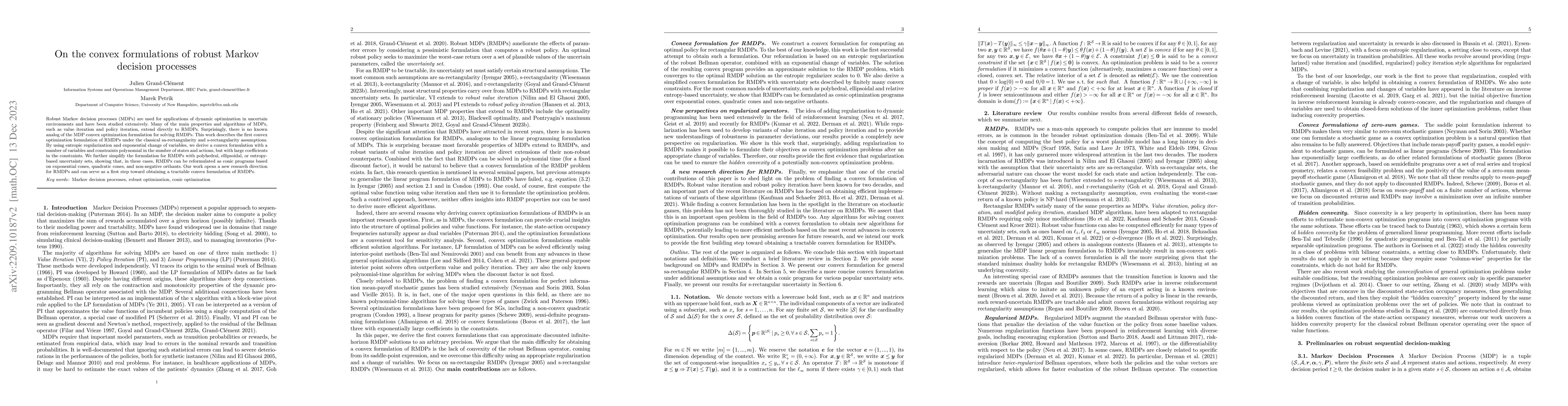 Thumbnail for On the convex formulations of robust Markov decision processes