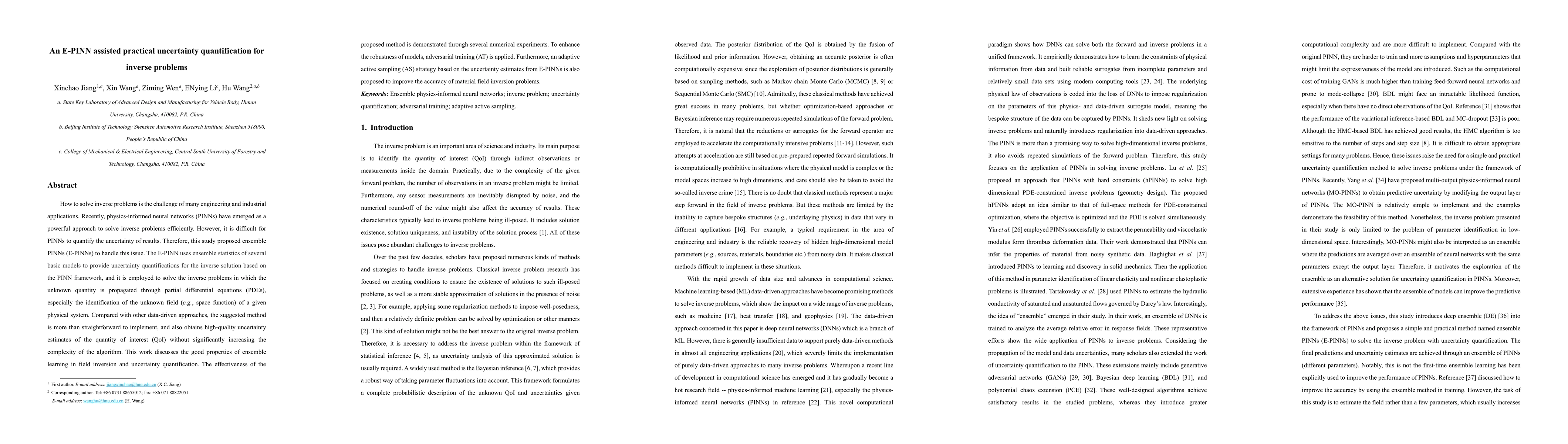 Thumbnail for An E-PINN assisted practical uncertainty quantification for inverse
  problems