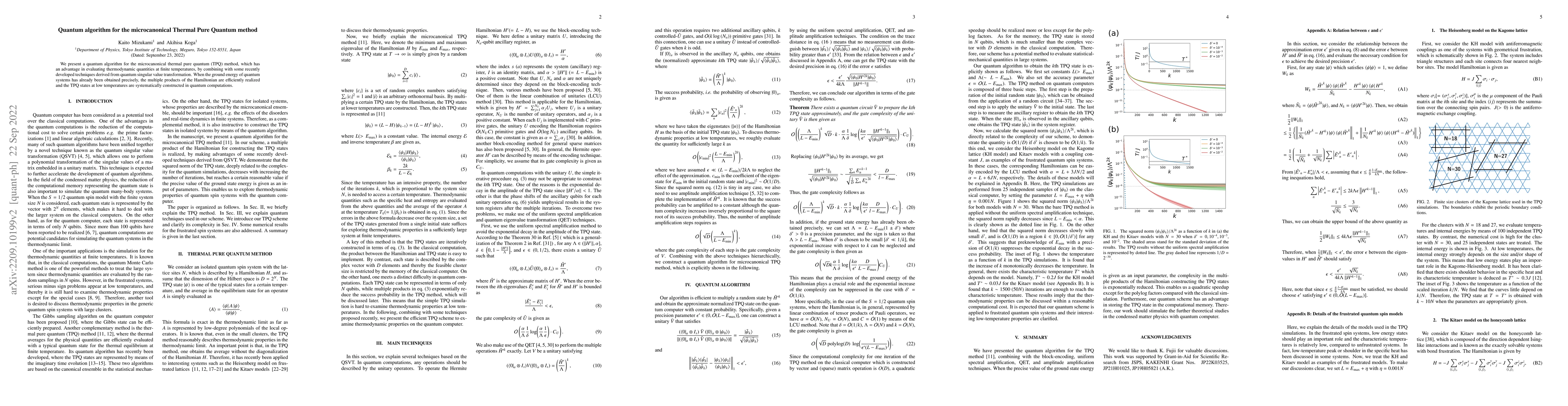 Thumbnail for Quantum algorithm for the microcanonical Thermal Pure Quantum method