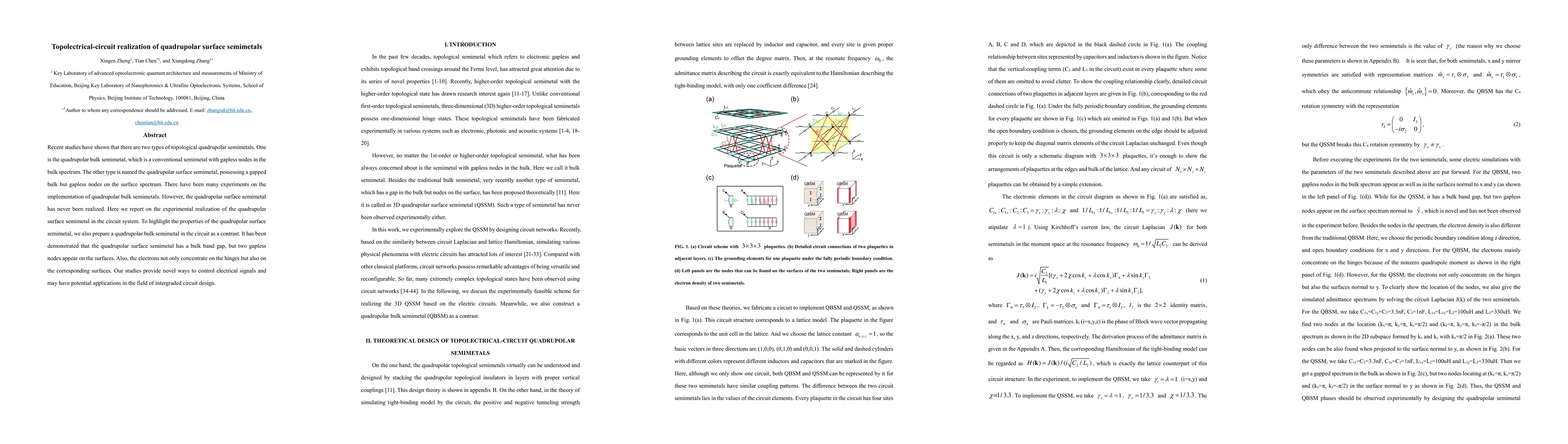 Thumbnail for Topolectrical-circuit realization of quadrupolar surface semimetals