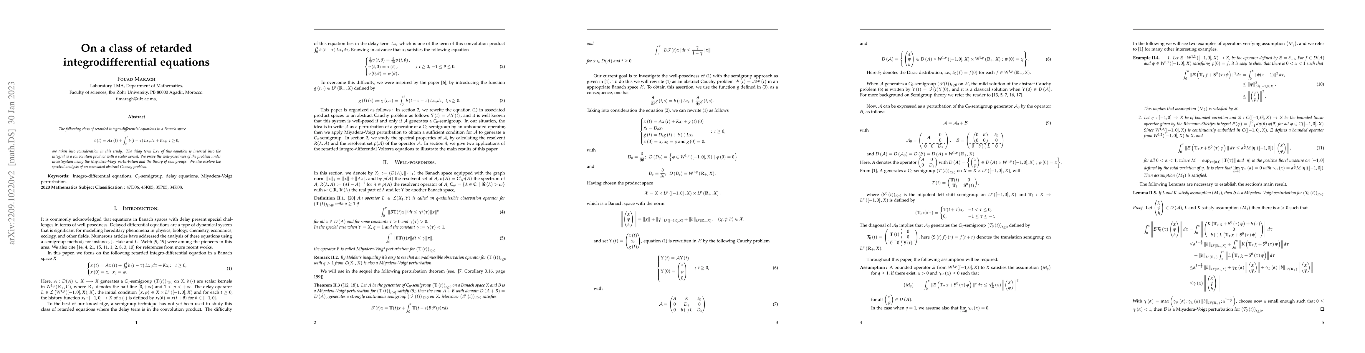 Thumbnail for On a class of retarded integrodifferential equations