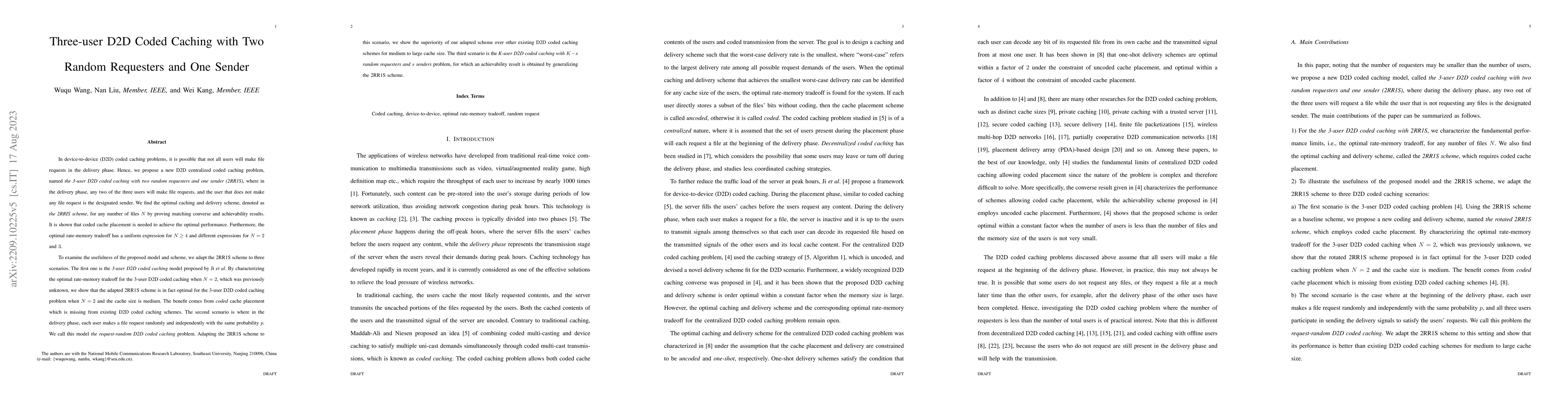 Thumbnail for Three-user D2D Coded Caching with Two Random Requesters and One Sender