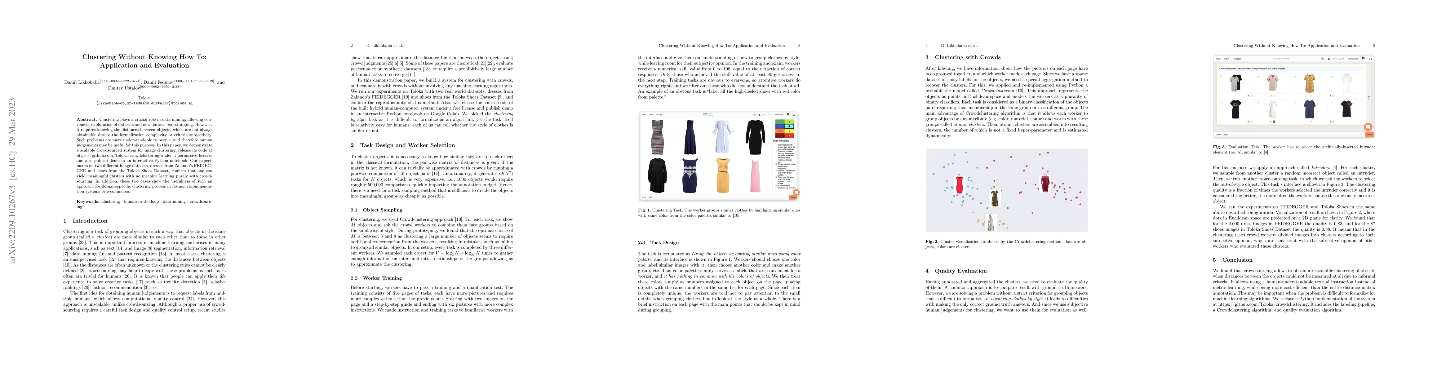 Thumbnail for Clustering Without Knowing How To: Application and Evaluation