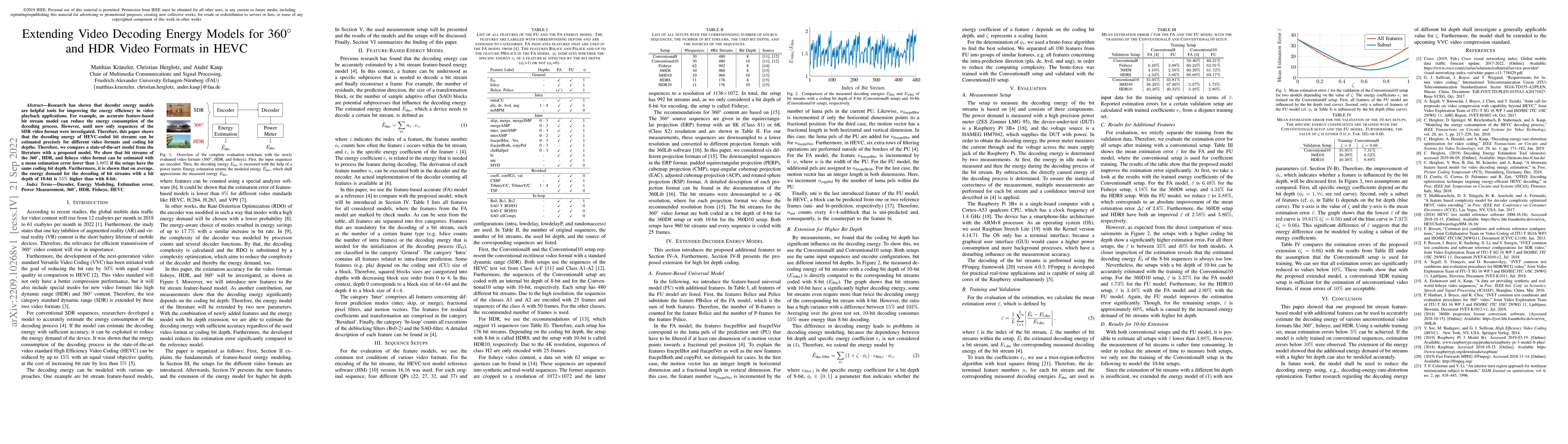 Thumbnail for Extending Video Decoding Energy Models for 360{\deg} and HDR Video
  Formats in HEVC