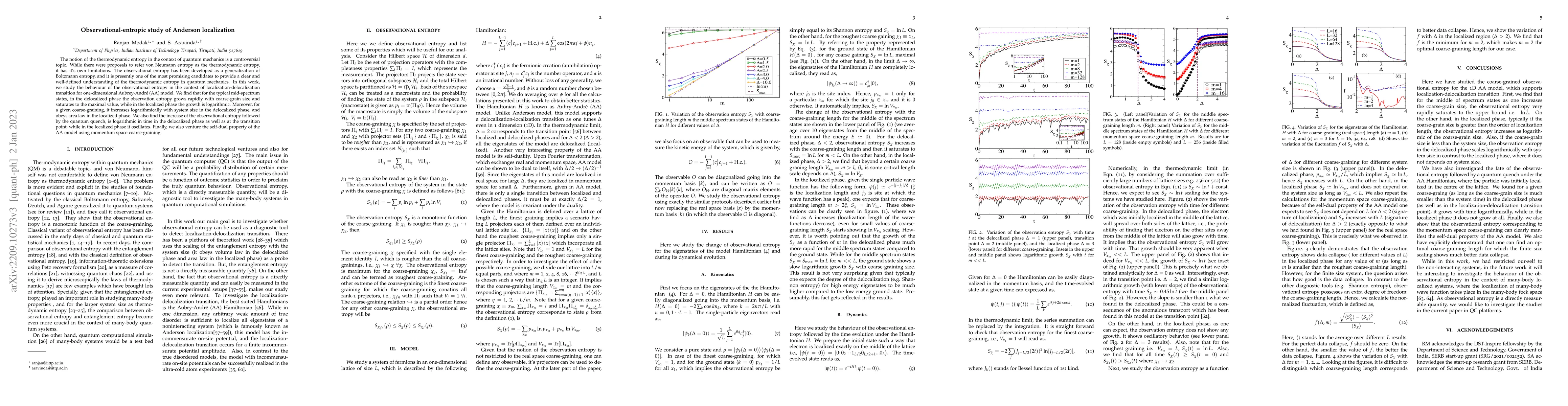 Thumbnail for Observational entropic study of Anderson localization