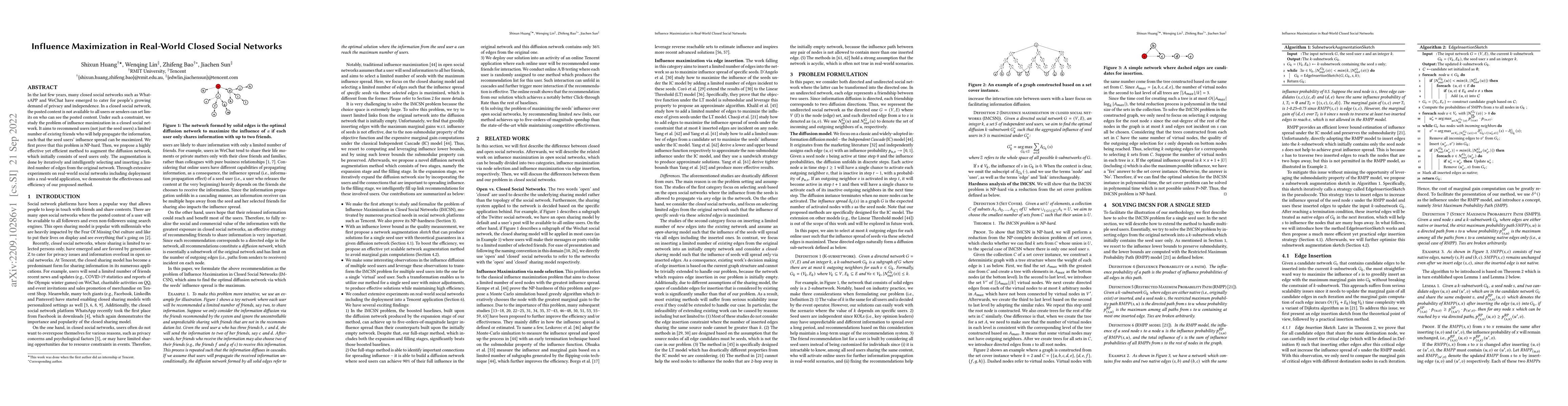Thumbnail for Influence Maximization in Real-World Closed Social Networks