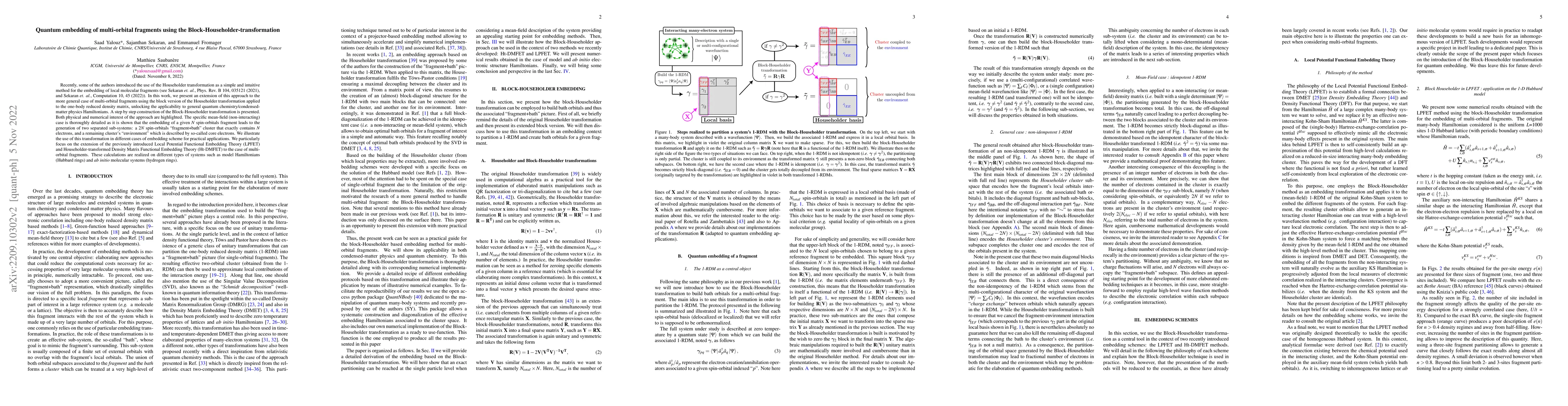 Thumbnail for Quantum embedding of multi-orbital fragments using the
  Block-Householder-transformation