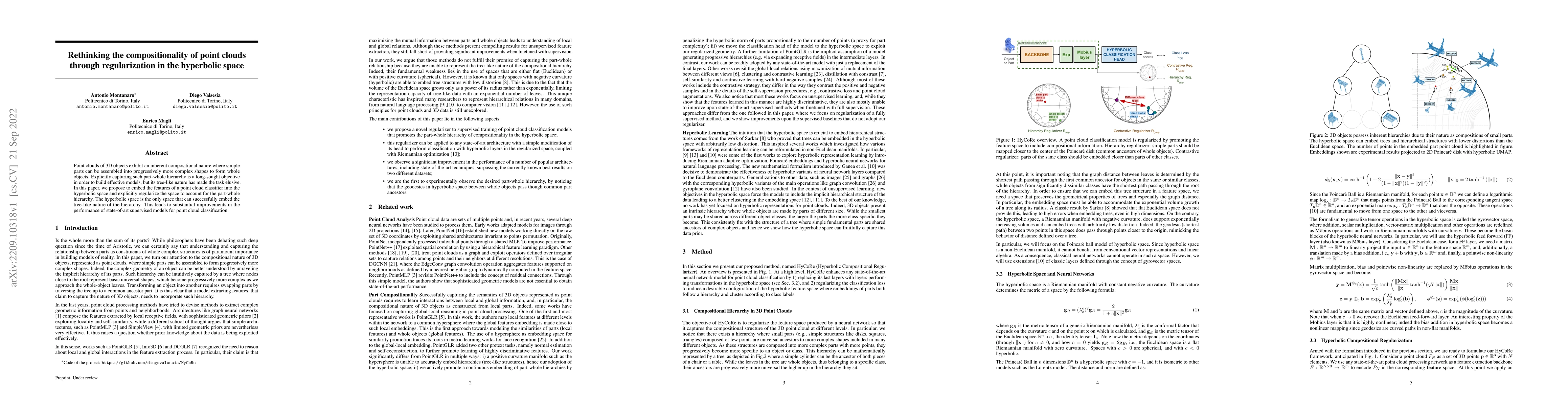 Thumbnail for Rethinking the compositionality of point clouds through regularization
  in the hyperbolic space