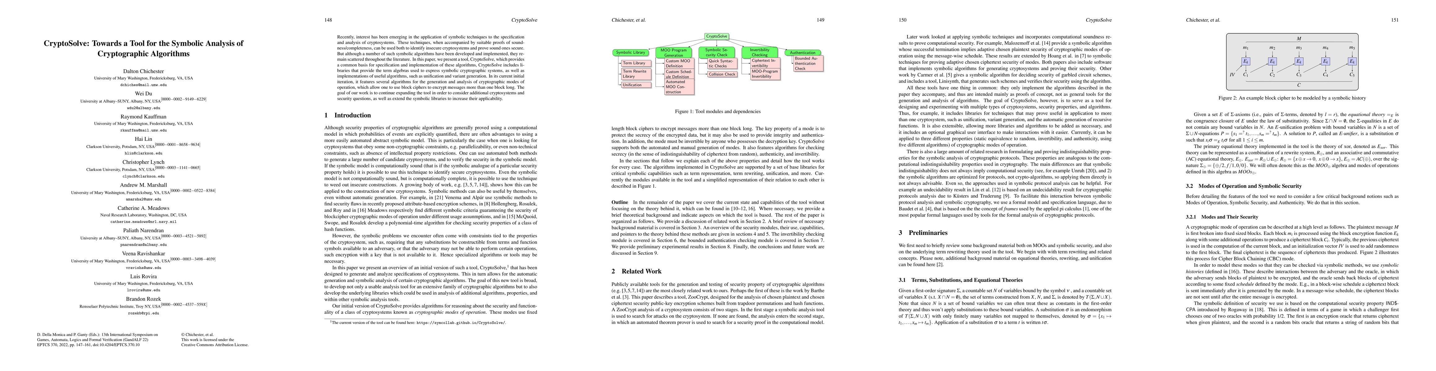 Thumbnail for CryptoSolve: Towards a Tool for the Symbolic Analysis of Cryptographic
  Algorithms