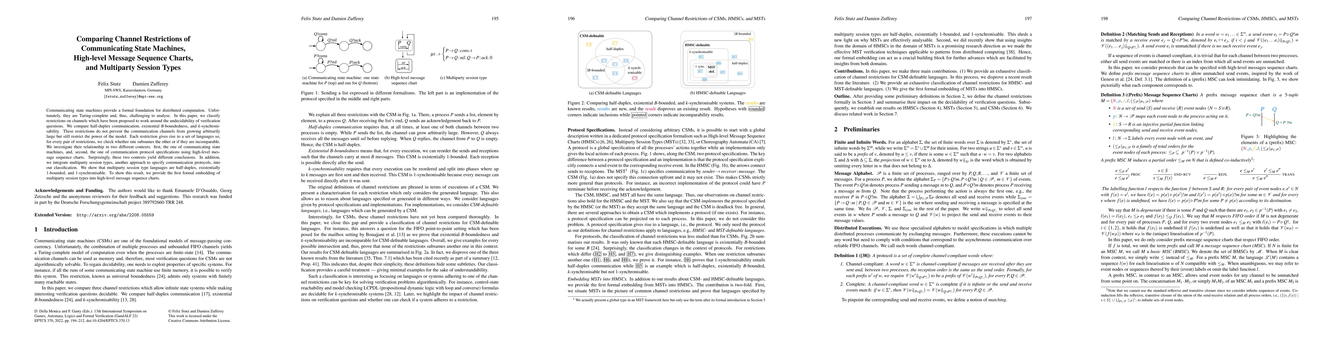 Thumbnail for Comparing Channel Restrictions of Communicating State Machines,
  High-level Message Sequence Charts, and Multiparty Session Types