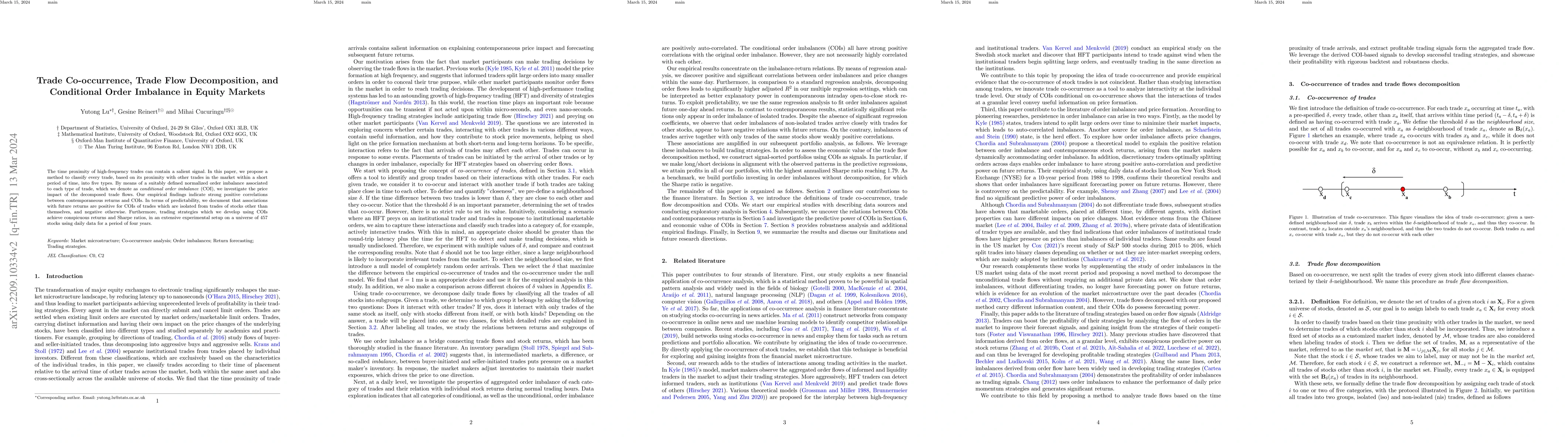Thumbnail for Trade Co-occurrence, Trade Flow Decomposition, and Conditional Order
  Imbalance in Equity Markets