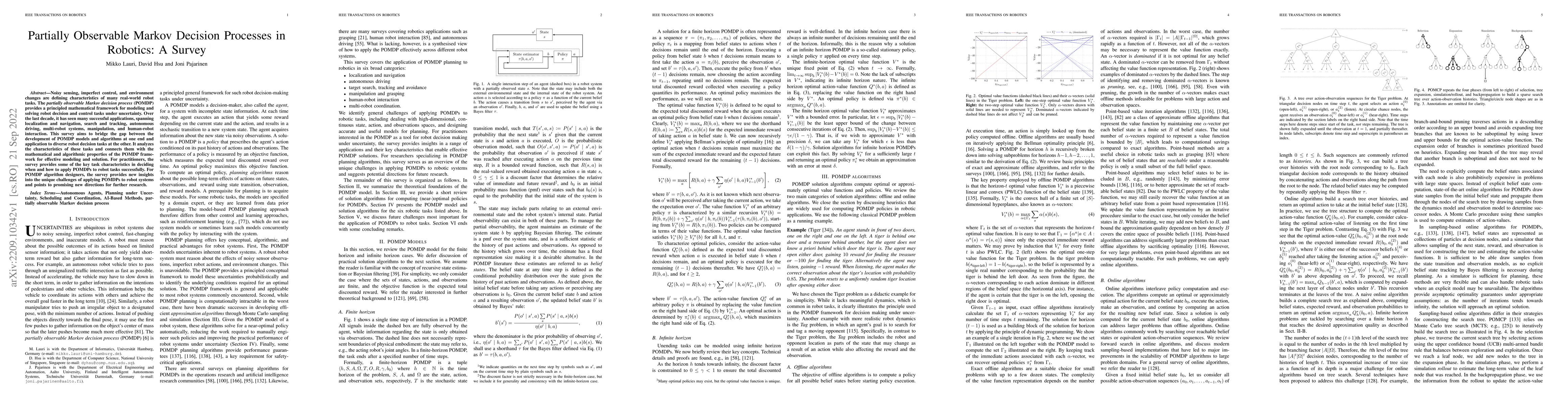 Thumbnail for Partially Observable Markov Decision Processes in Robotics: A Survey