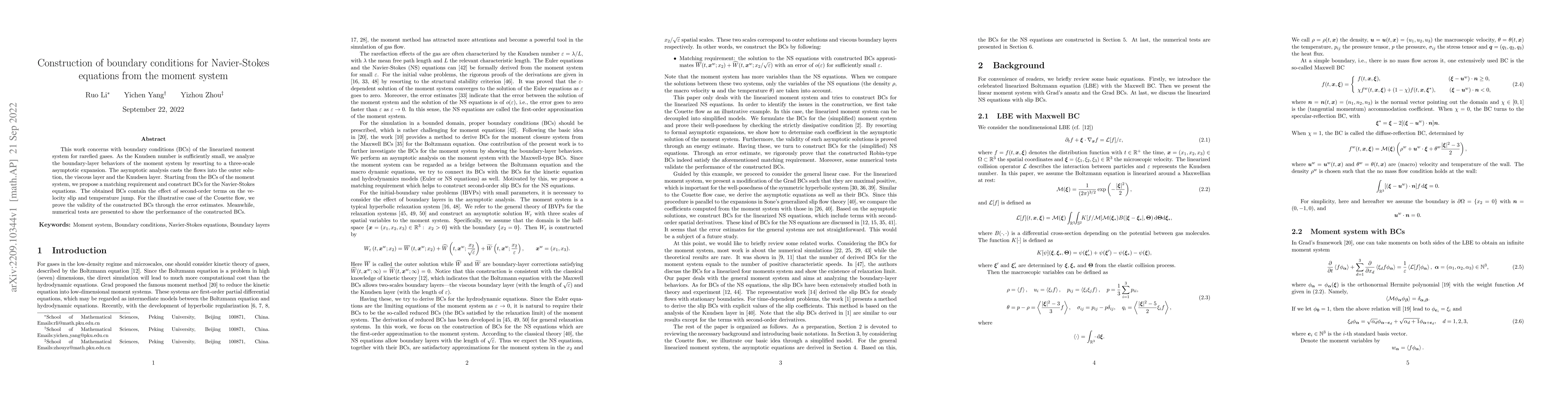 Thumbnail for Construction of boundary conditions for Navier-Stokes equations from the
  moment system
