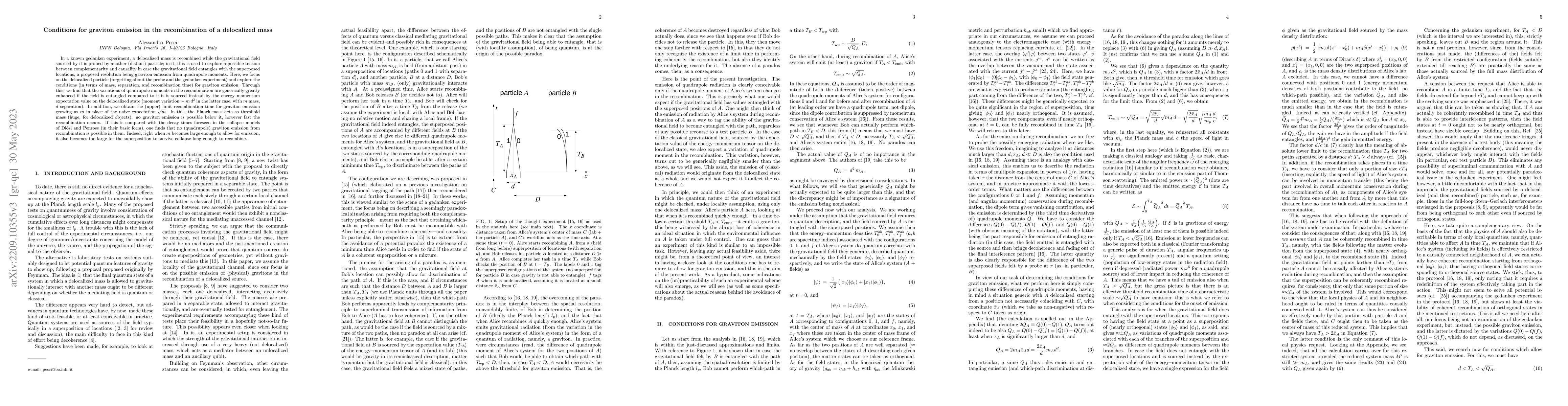 Thumbnail for Conditions for graviton emission in the recombination of a delocalized
  mass