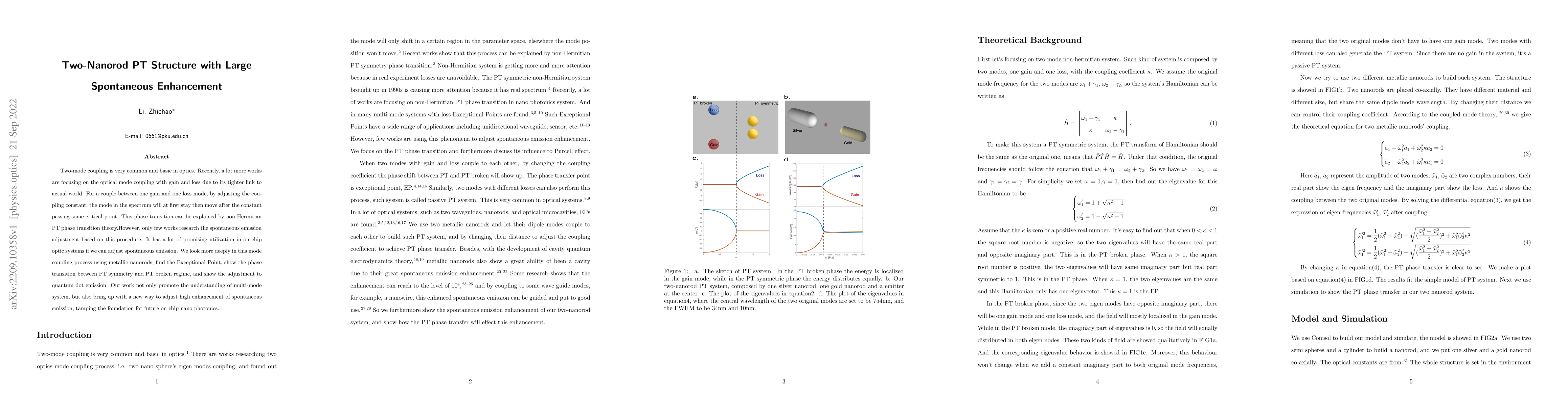 Thumbnail for Two-Nanorod PT Structure with Large Spontaneous Enhancement