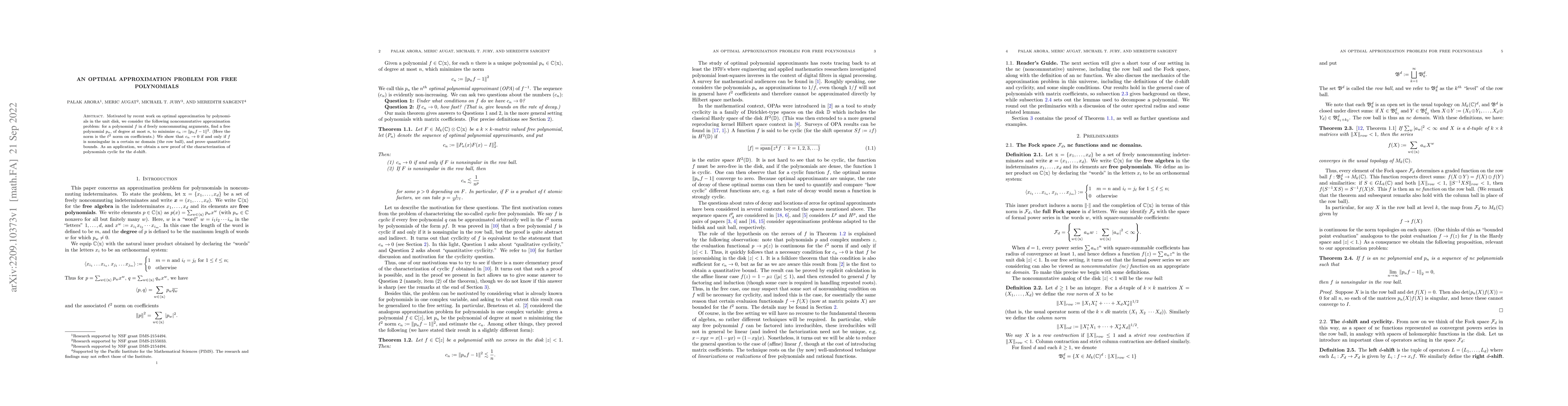 Thumbnail for An Optimal Approximation Problem For Free Polynomials