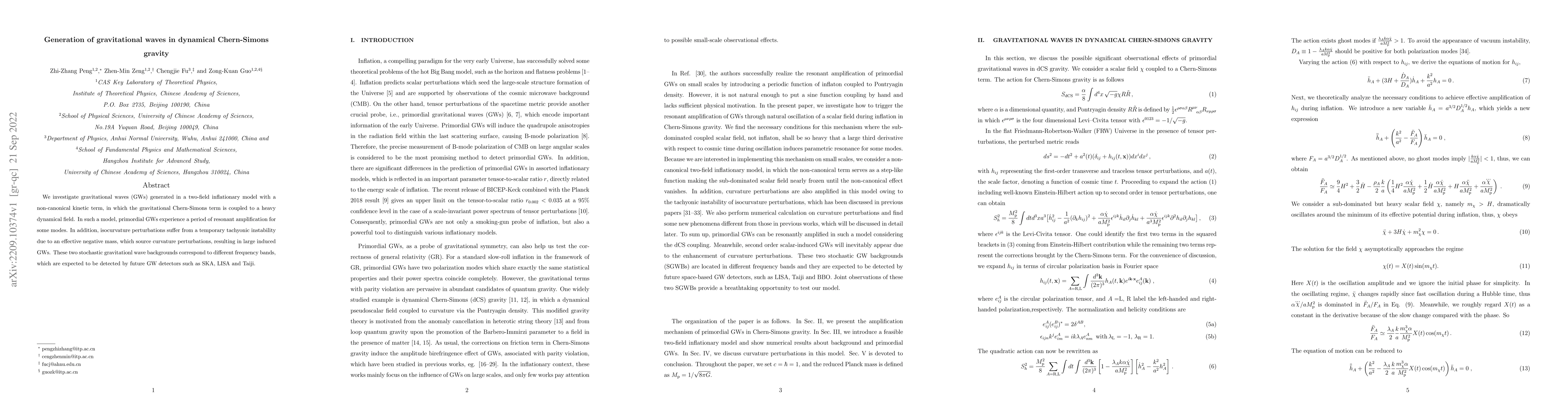 Thumbnail for Generation of gravitational waves in dynamical Chern-Simons gravity