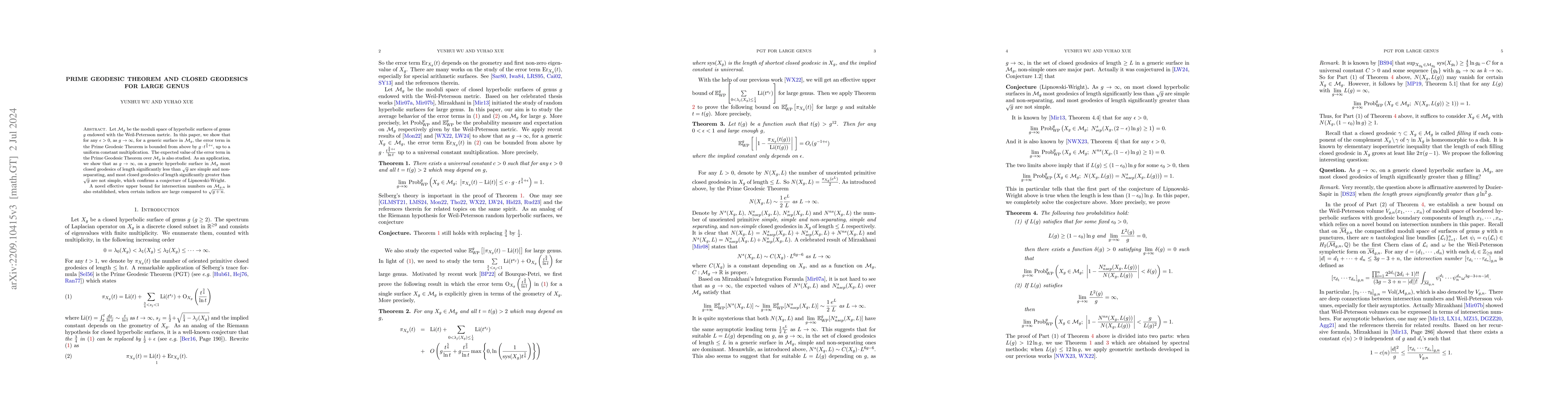 Thumbnail for Prime geodesic theorem and closed geodesics for large genus