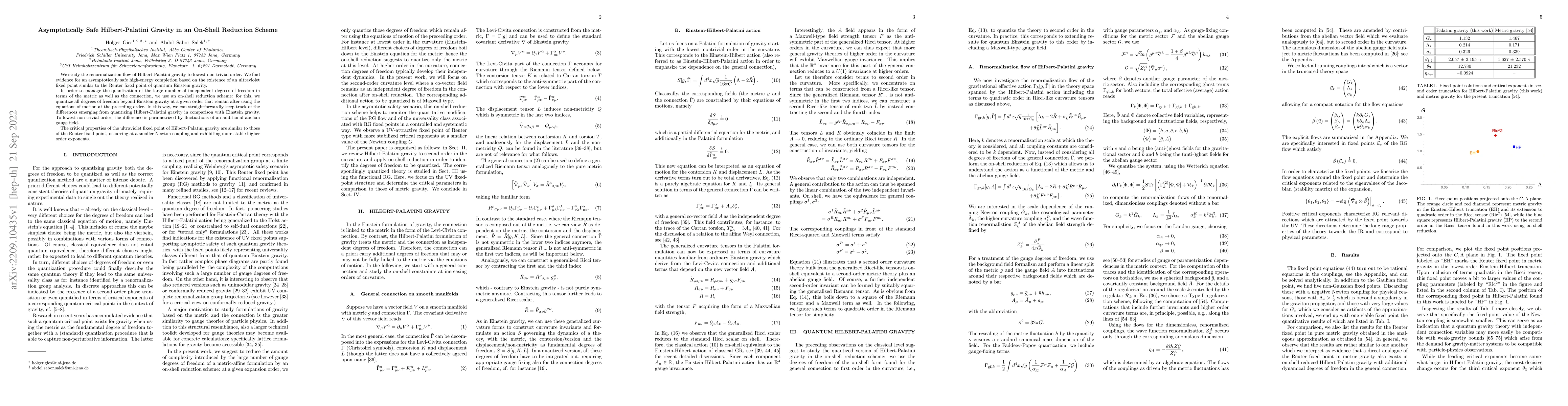 Thumbnail for Asymptotically Safe Hilbert-Palatini Gravity in an On-Shell Reduction
  Scheme