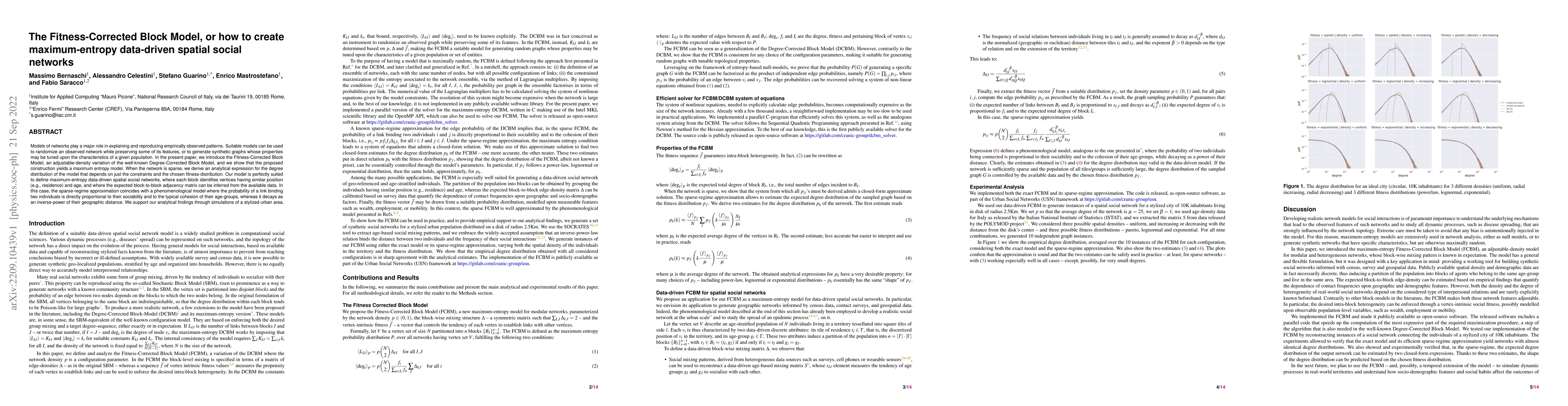 Thumbnail for The Fitness-Corrected Block Model, or how to create maximum-entropy
  data-driven spatial social networks