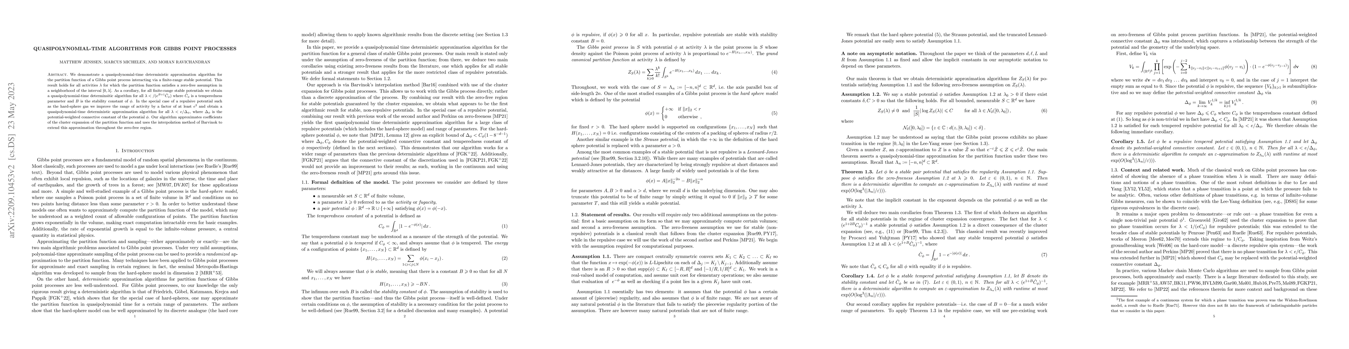 Thumbnail for Quasipolynomial-time algorithms for Gibbs point processes