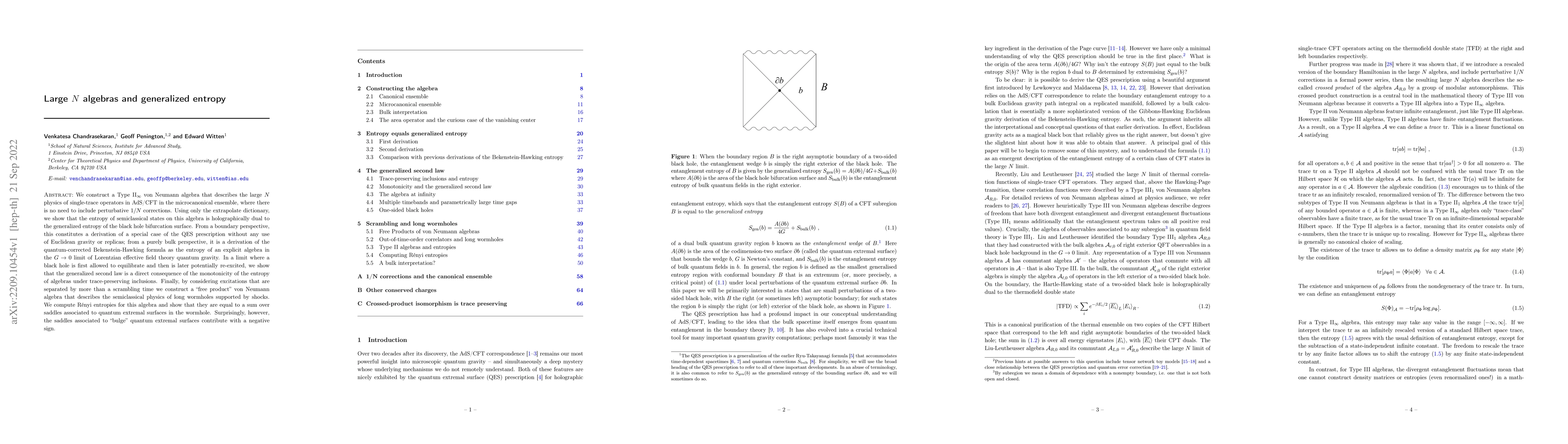 Thumbnail for Large N algebras and generalized entropy