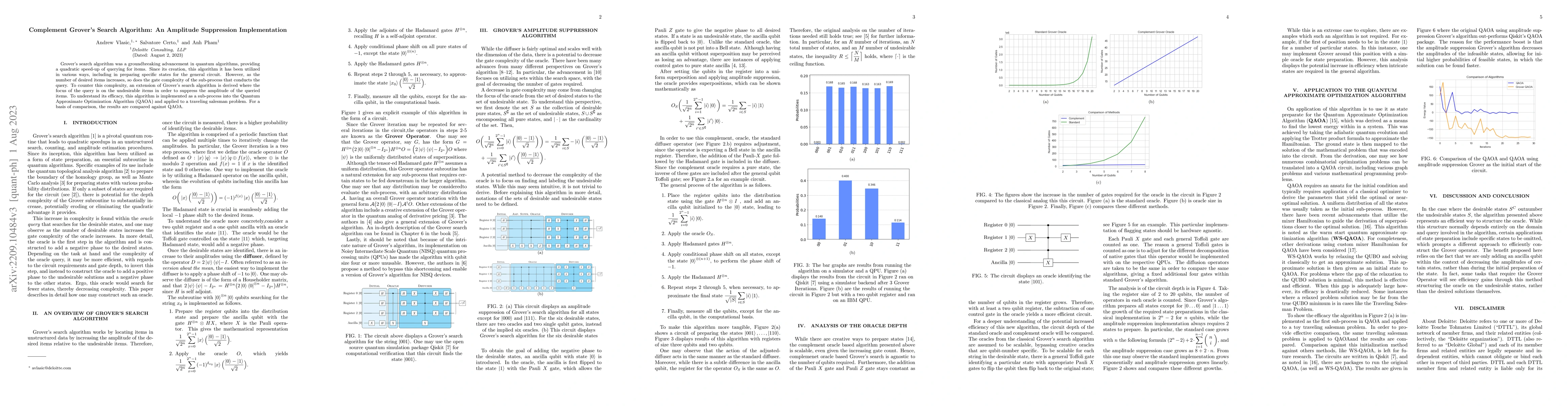 Thumbnail for Complement Grover's Search Algorithm: An Amplitude Suppression
  Implementation