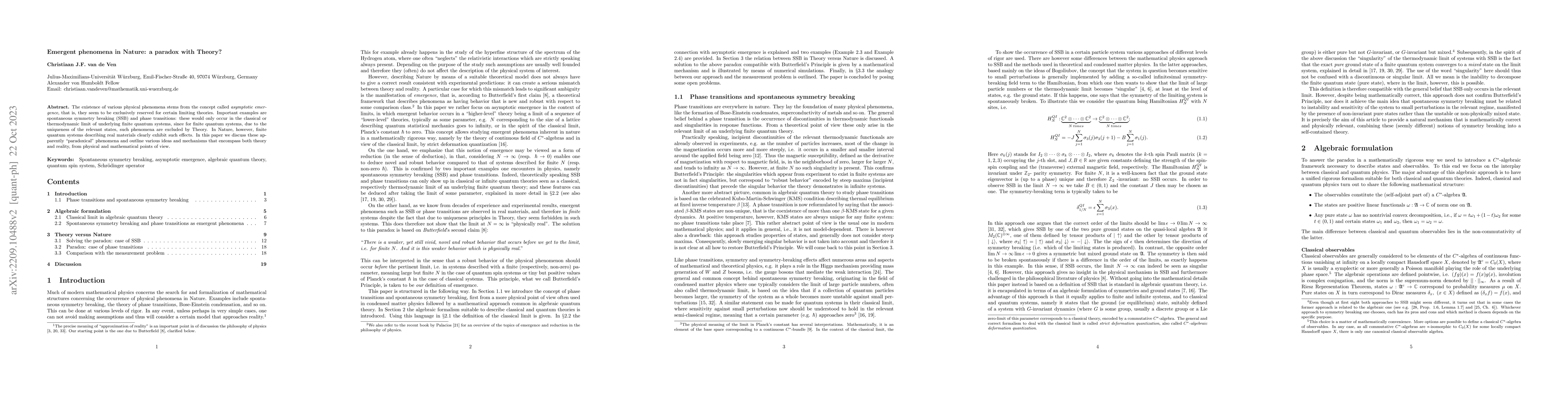 Thumbnail for Emergent phenomena in Nature: a paradox with Theory?