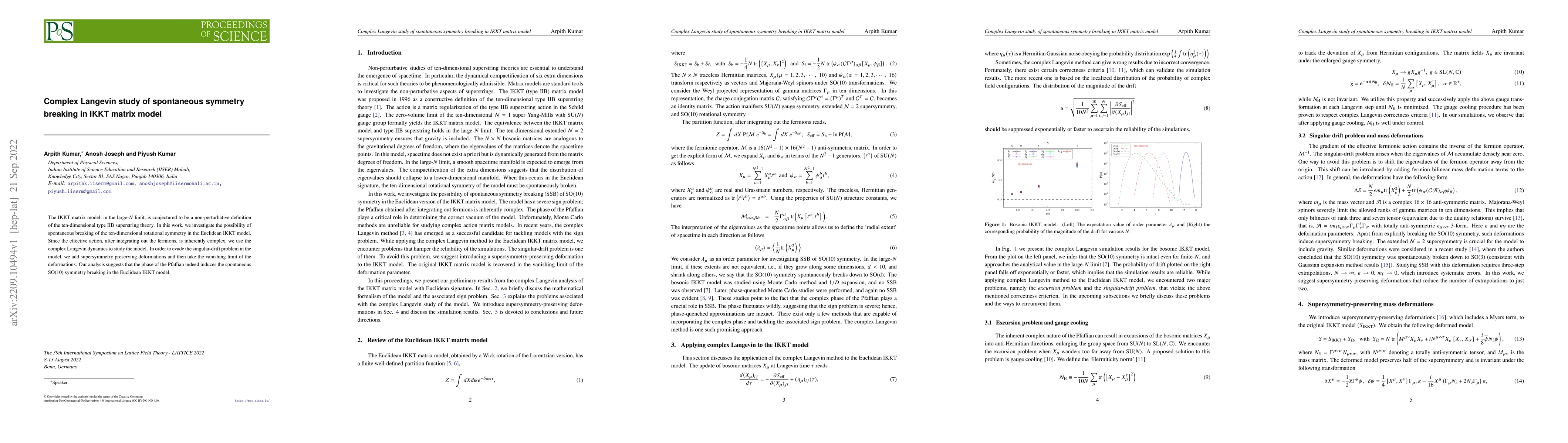 Thumbnail for Complex Langevin study of spontaneous symmetry breaking in IKKT matrix
  model
