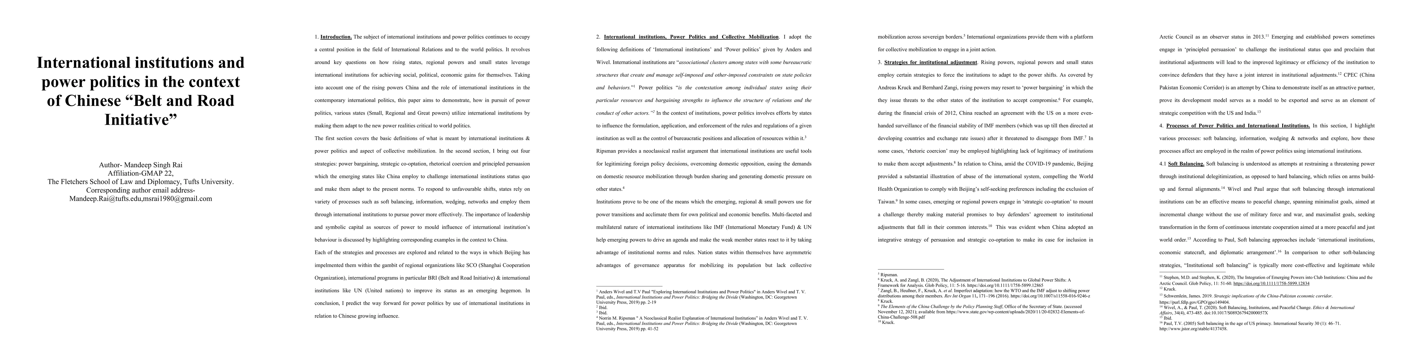 Thumbnail for International institutions and power politics in the context of Chinese
  Belt and Road Initiative