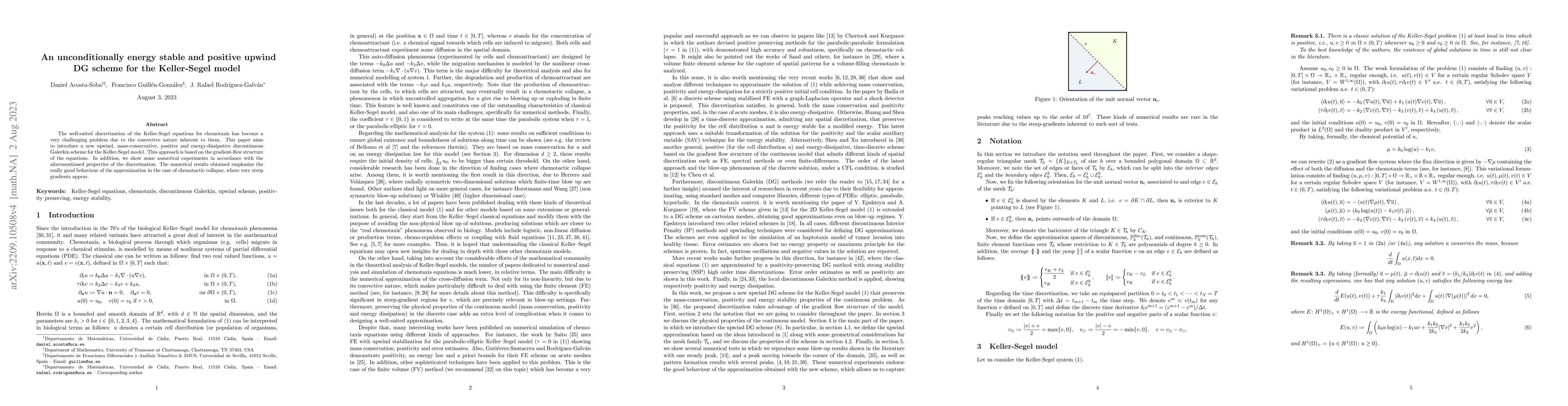 Thumbnail for An unconditionally energy stable and positive upwind DG scheme for the
  Keller-Segel model