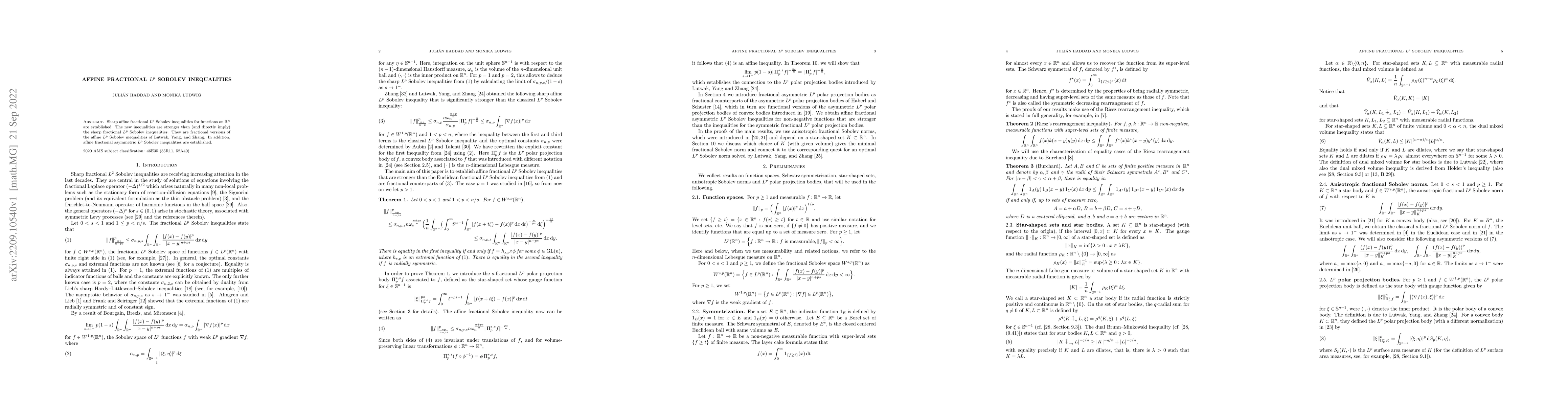 Thumbnail for Affine fractional $L^p$ Sobolev inequalities