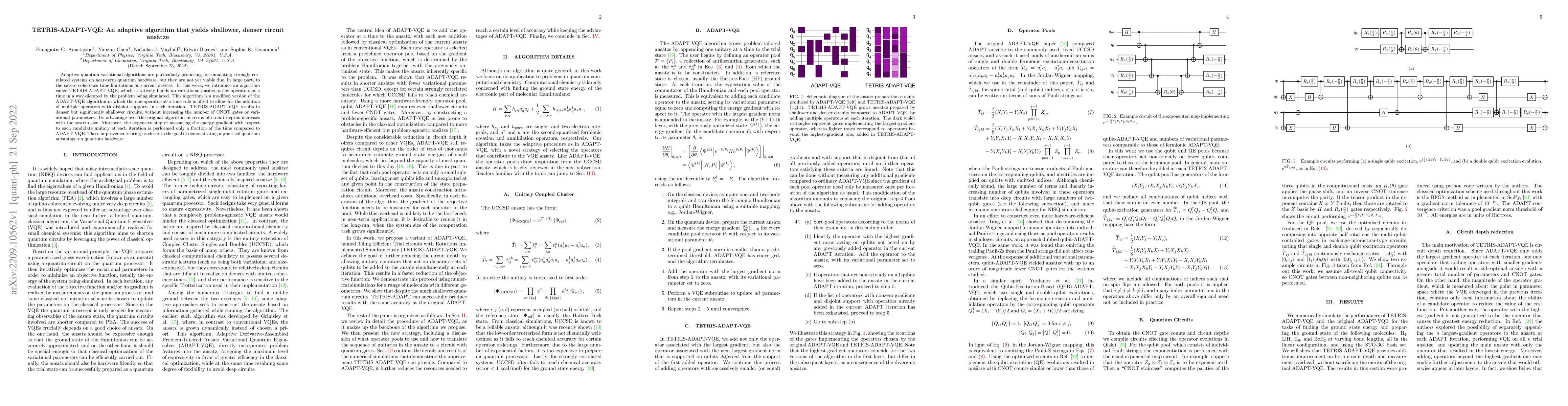 Thumbnail for TETRIS-ADAPT-VQE: An adaptive algorithm that yields shallower, denser
  circuit ans\"atze