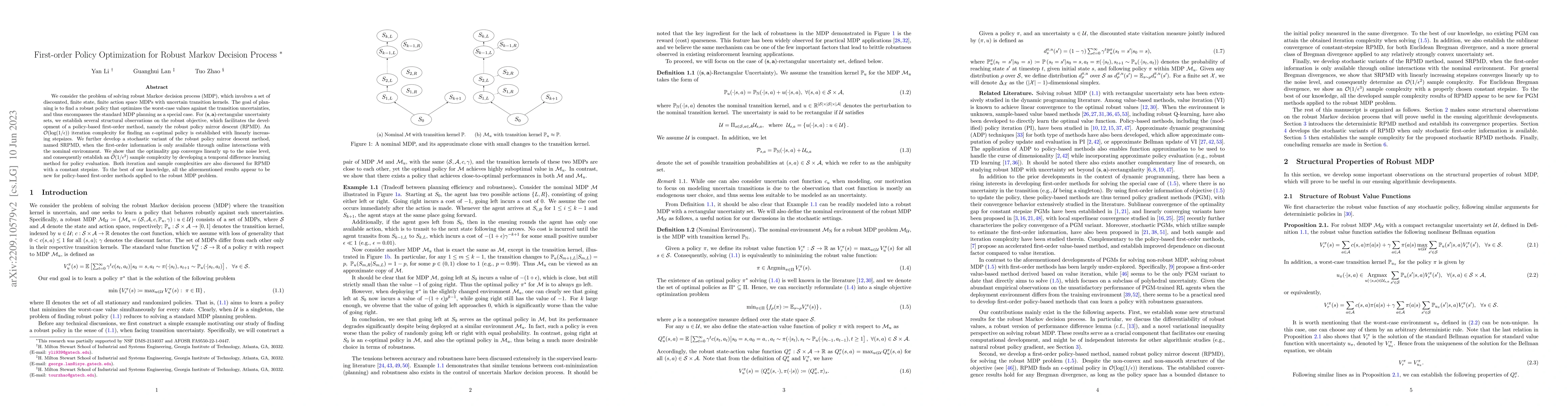 Thumbnail for First-order Policy Optimization for Robust Markov Decision Process