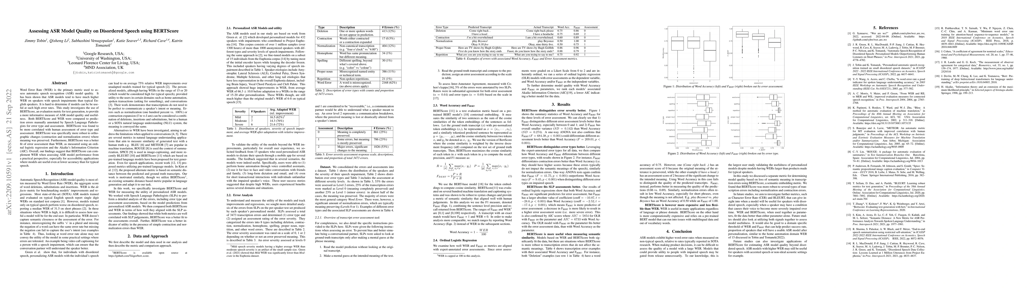 Thumbnail for Assessing ASR Model Quality on Disordered Speech using BERTScore