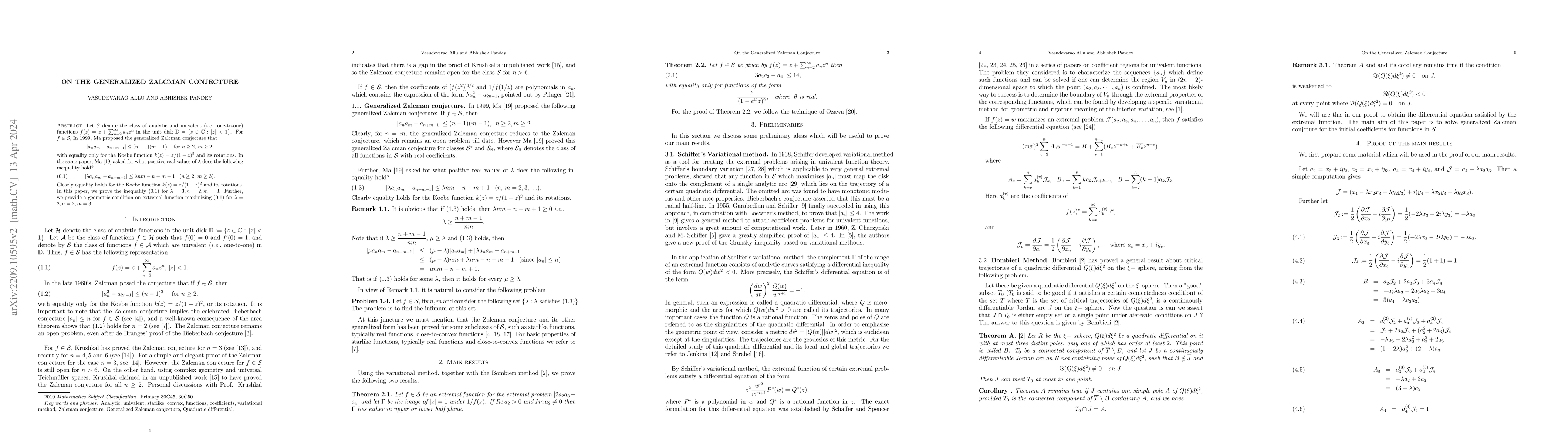 Thumbnail for On the generalized Zalcman conjecture
