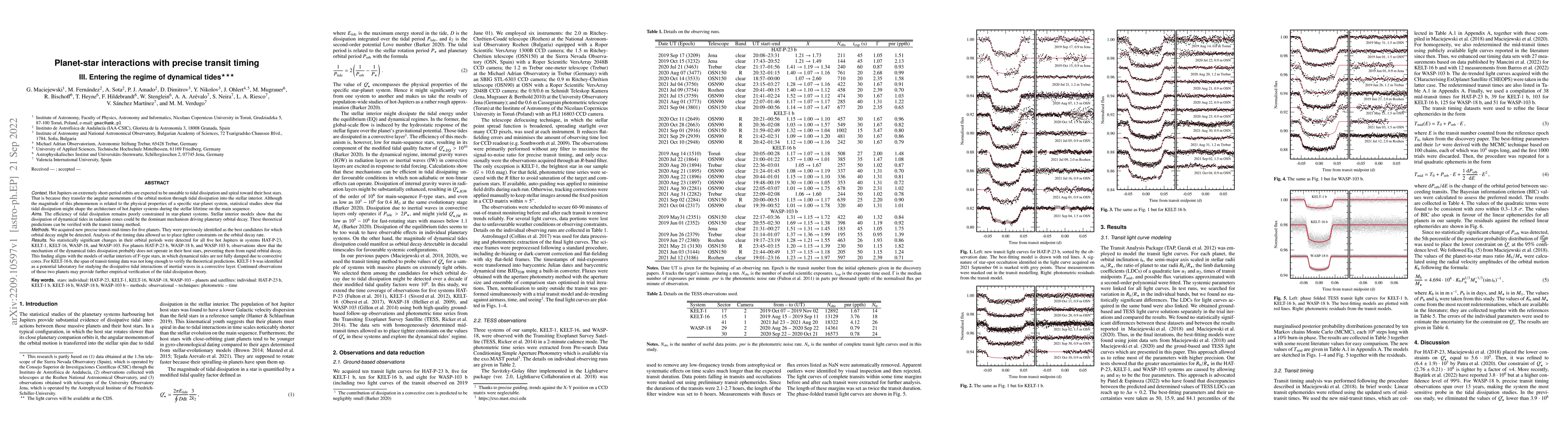 Thumbnail for Planet-star interactions with precise transit timing. III. Entering the
  regime of dynamical tides