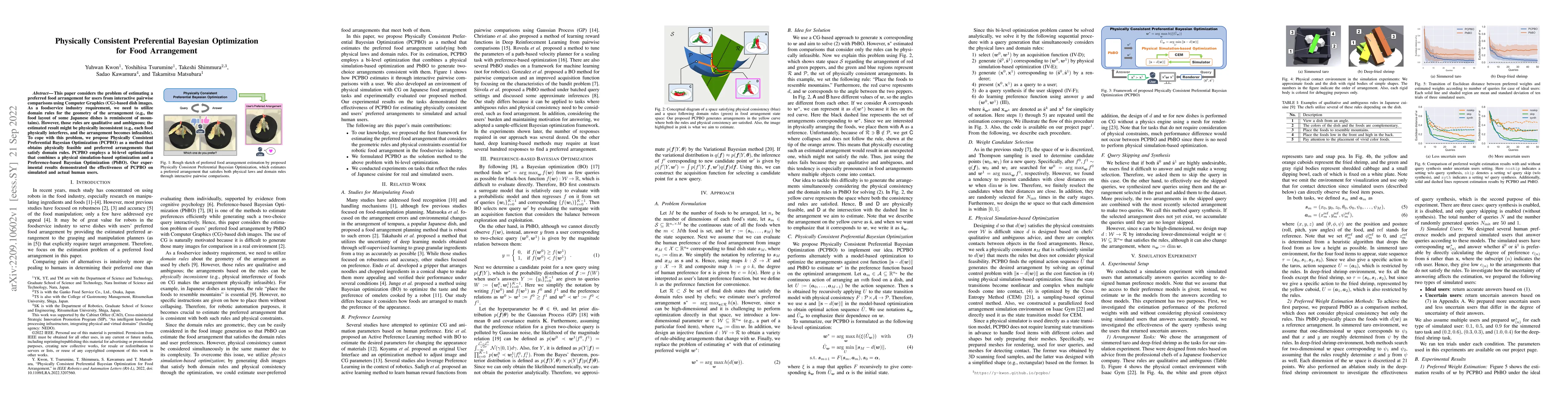 Thumbnail for Physically Consistent Preferential Bayesian Optimization for Food
  Arrangement